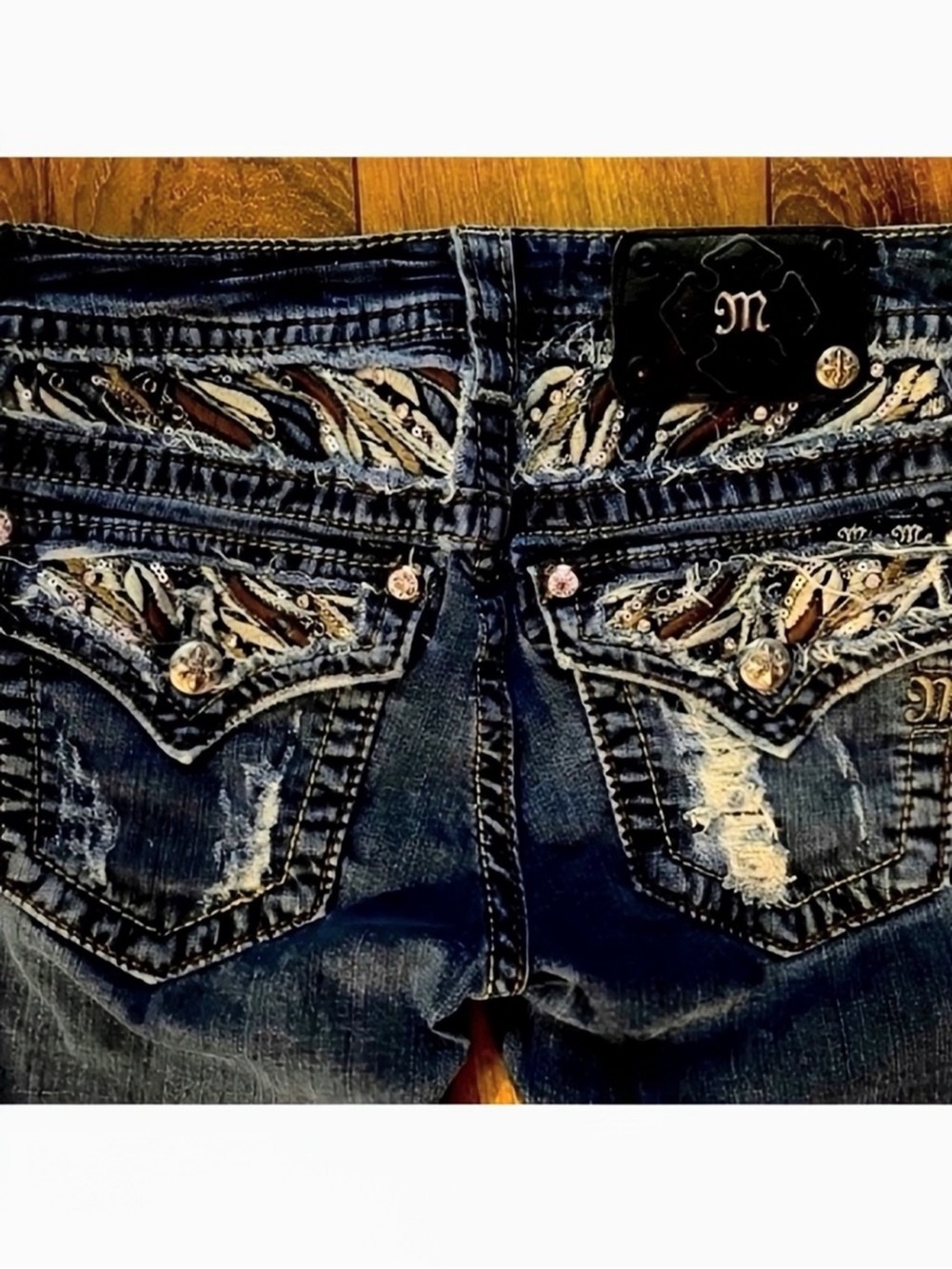 Gorgeous Vintage Y2K Miss Me Signature Rise Skinny Embellished Pkts 31” Inseam